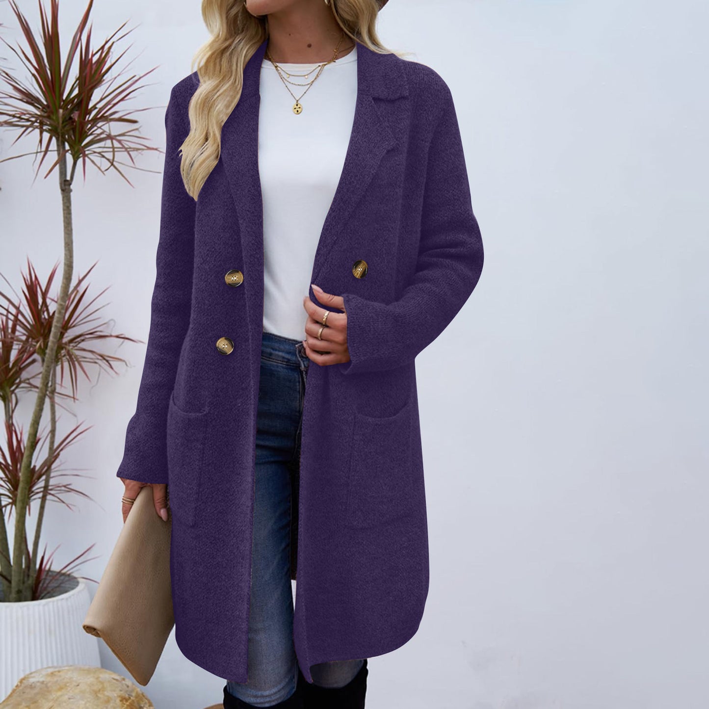 Manteau Élégant en Laine Mélangée