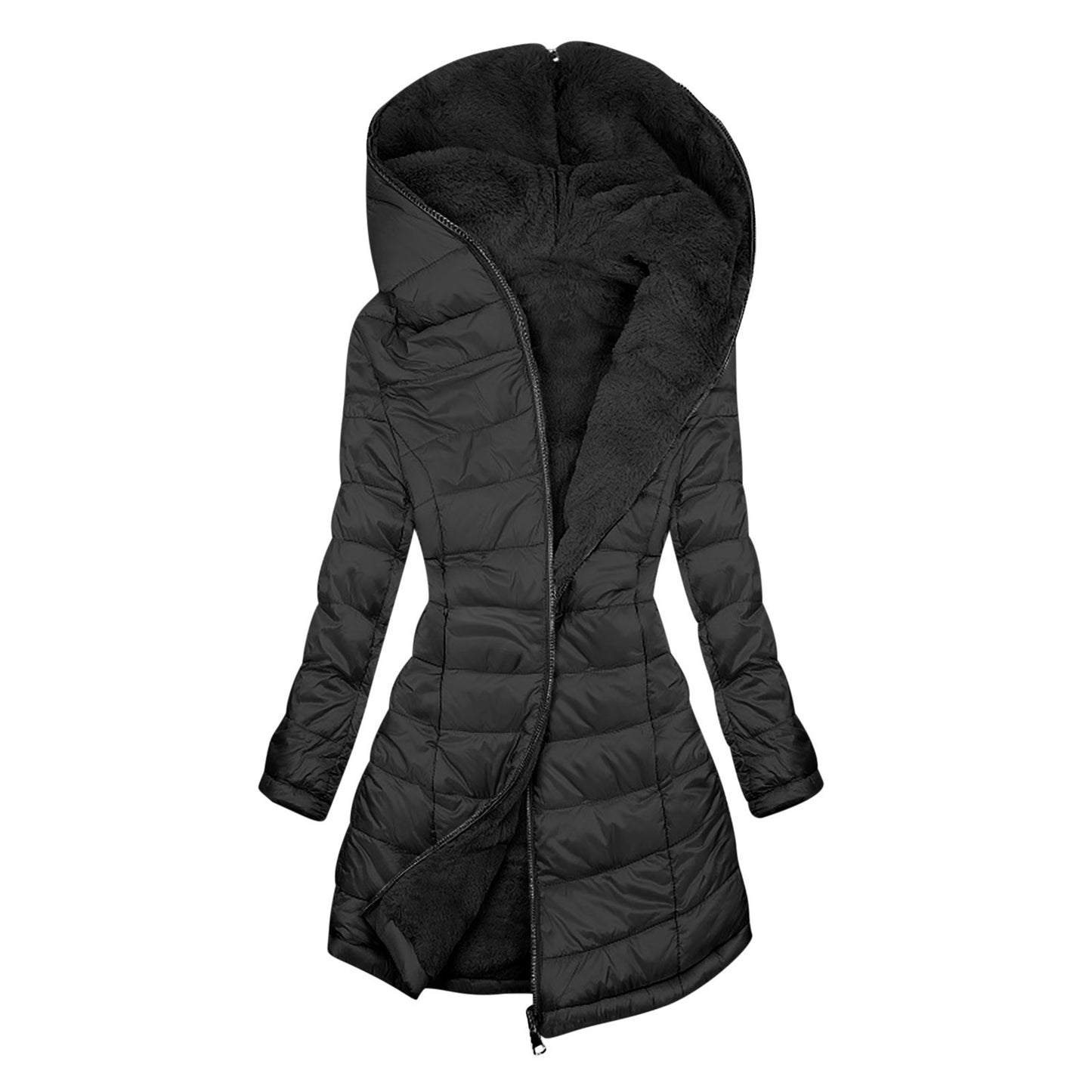 Manteau Matelassé Hiver avec Doublure en Fourrure et Capuche