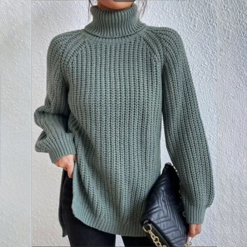 Pull Col Montant à Fente pour Femme