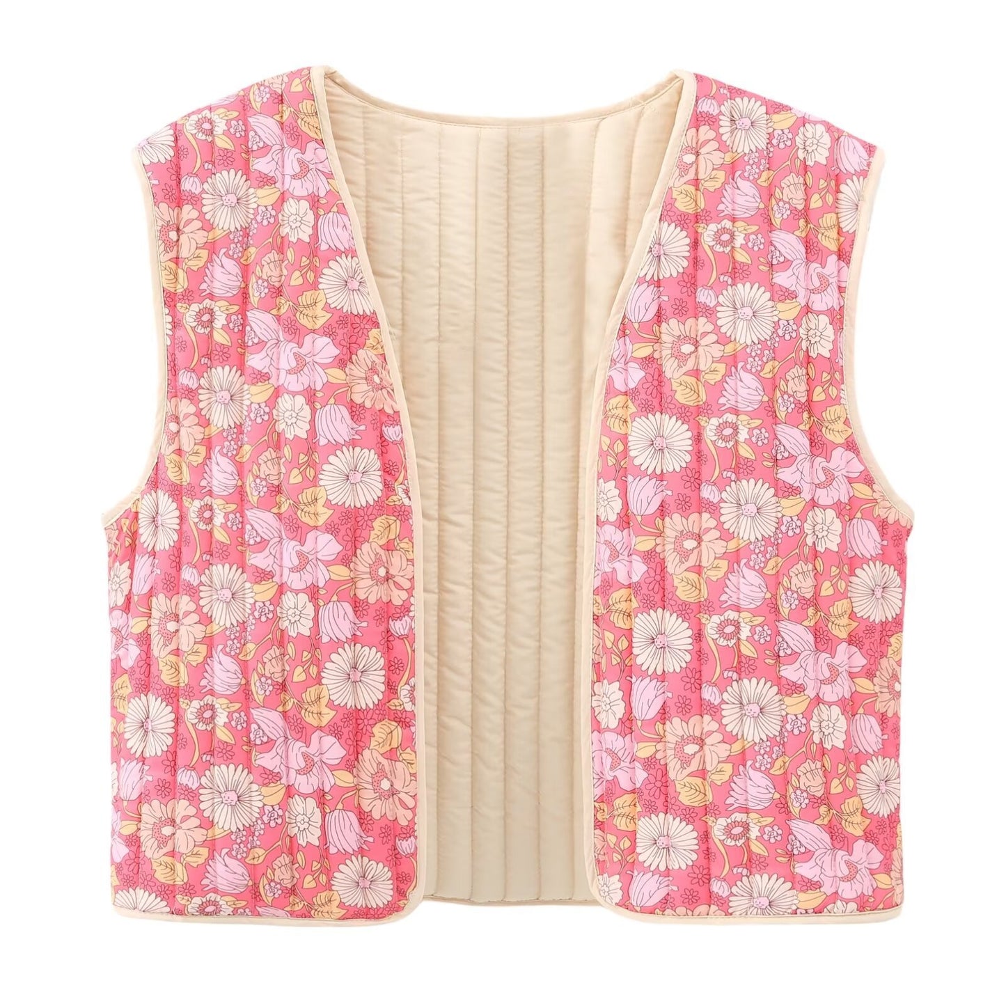 Gilet Double Face à Imprimé Floral De Petite Taille