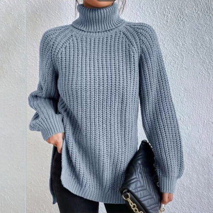 Pull Col Montant à Fente pour Femme