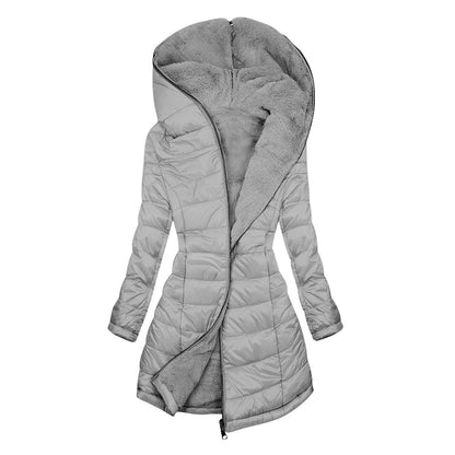 Manteau Matelassé Hiver avec Doublure en Fourrure et Capuche